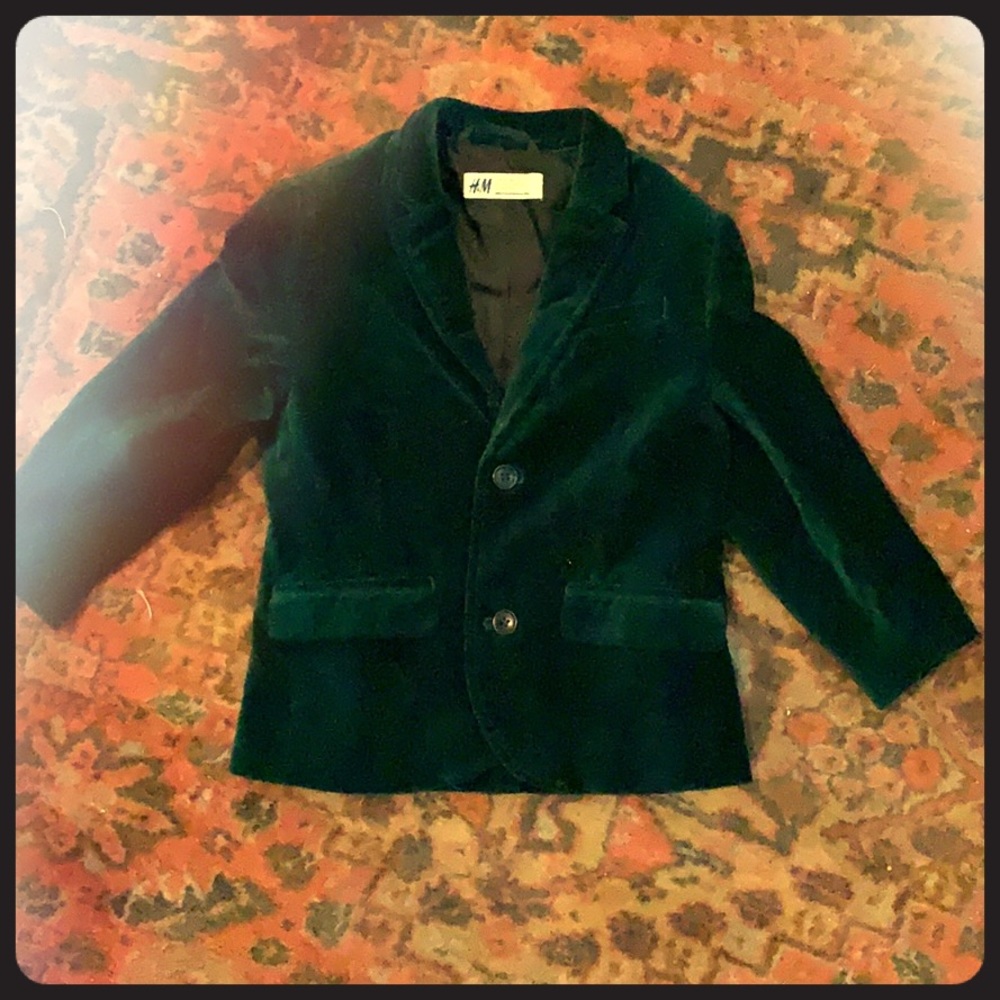 Faux Velvet Hunter Green Toddler Sports Jacket.